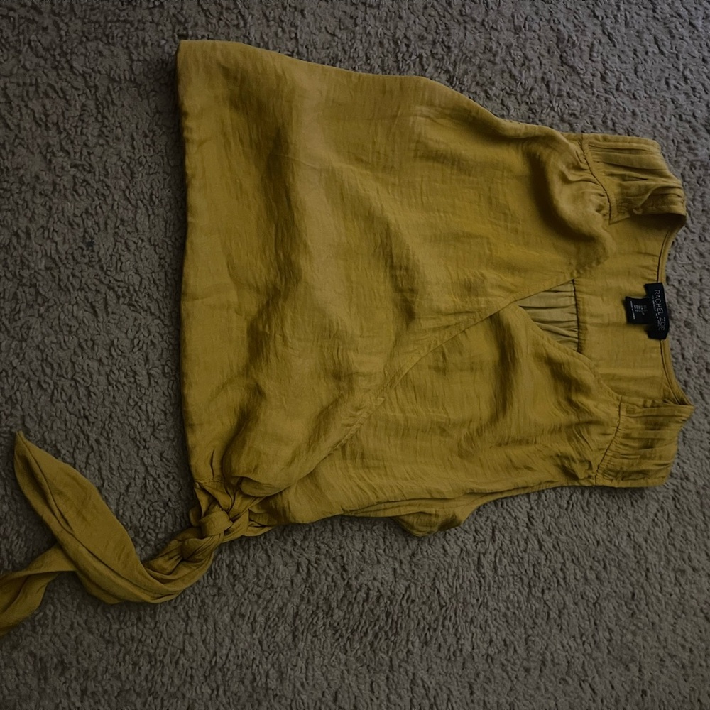 Yellow Wrap Top with Tie Detail
